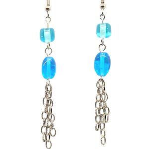 Blue Fringe Earrings